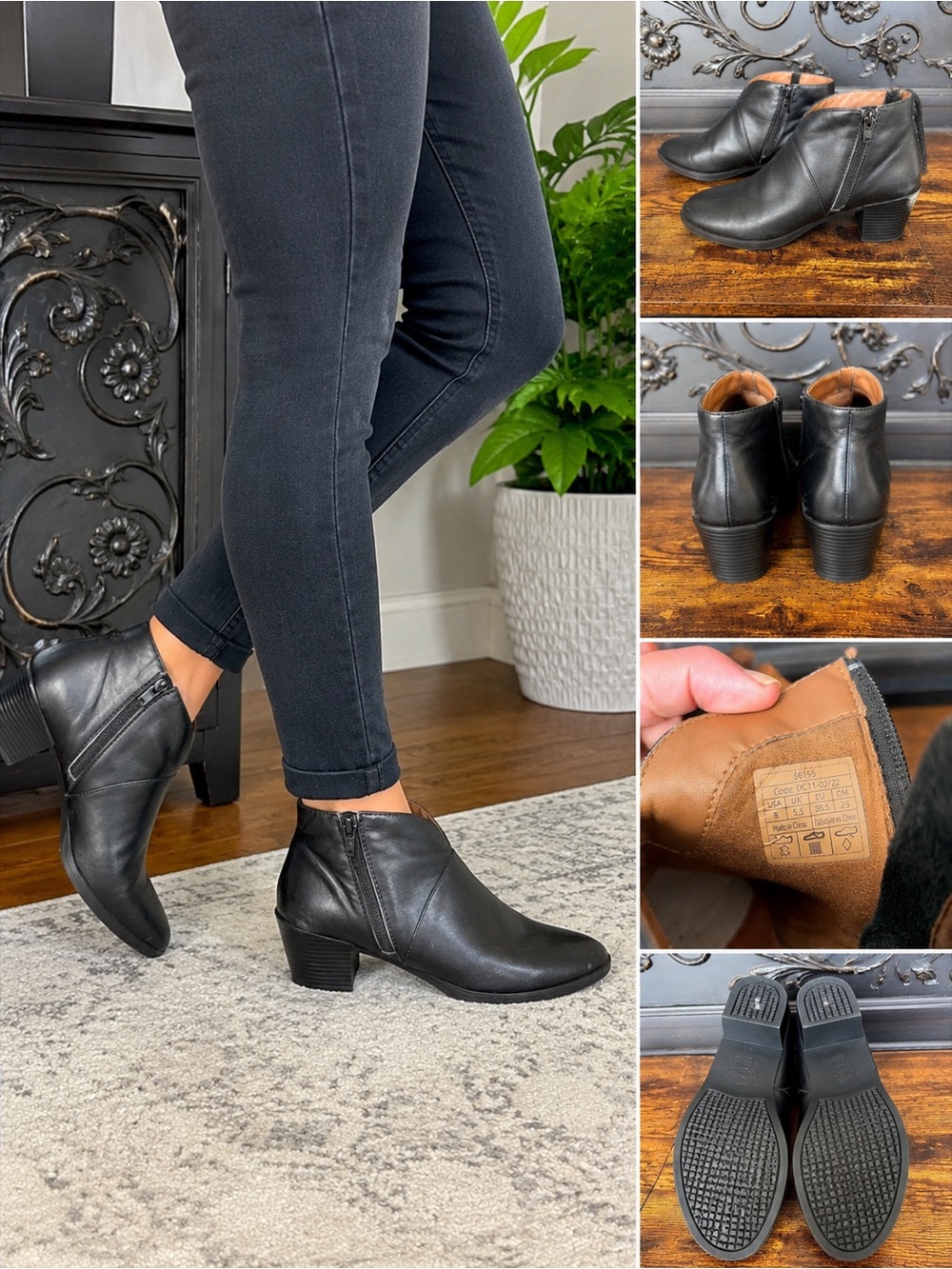 Shoes For Crews Black Leather Ankle Boots Slip Resistant Women’s Size 8